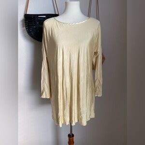 Vintage NATORI Yellow Faded Lagenlook Satin Blouse, Size Large